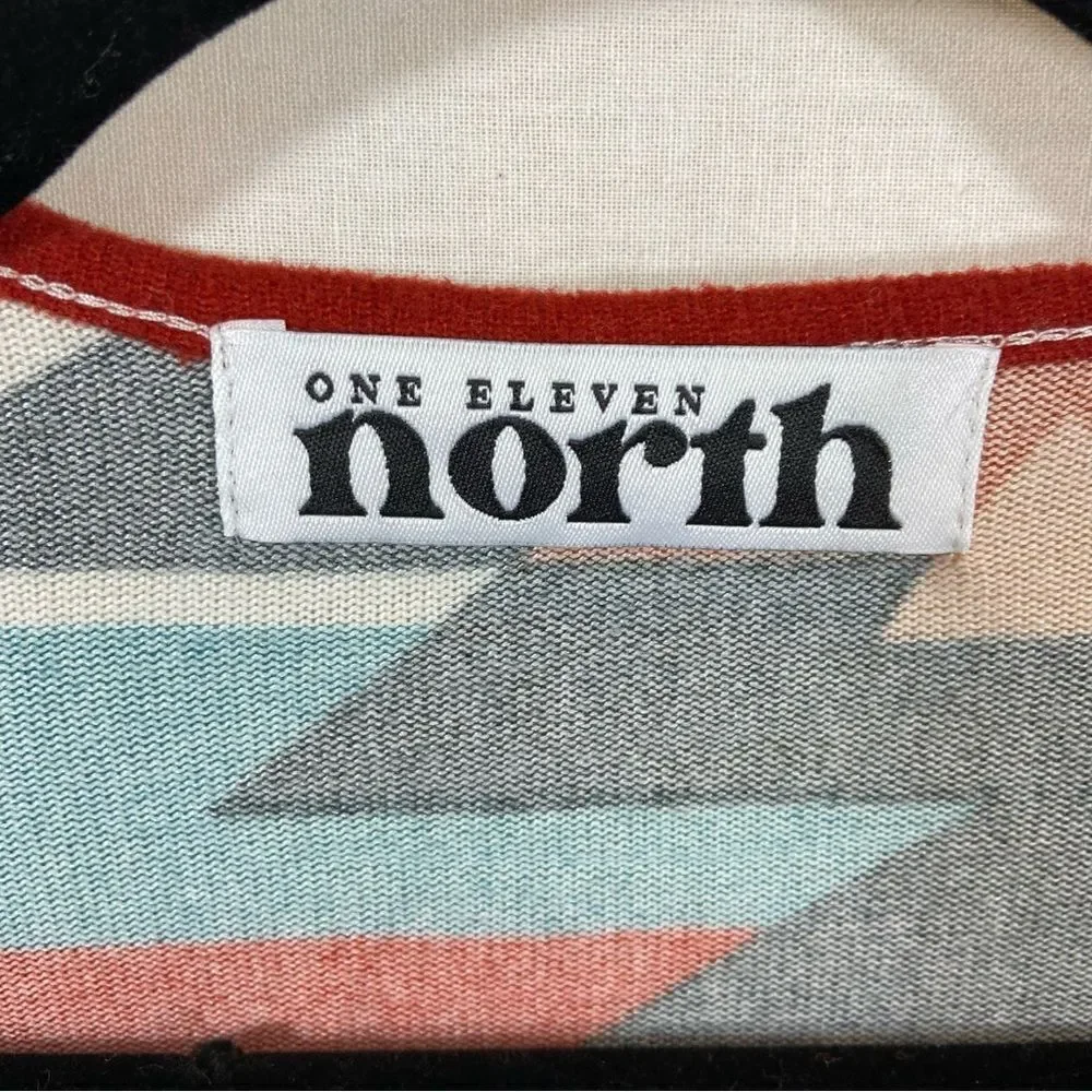 Ladies One Eleven‎ North Brand Aztec Print Long Duster Open Front Sweater Medium